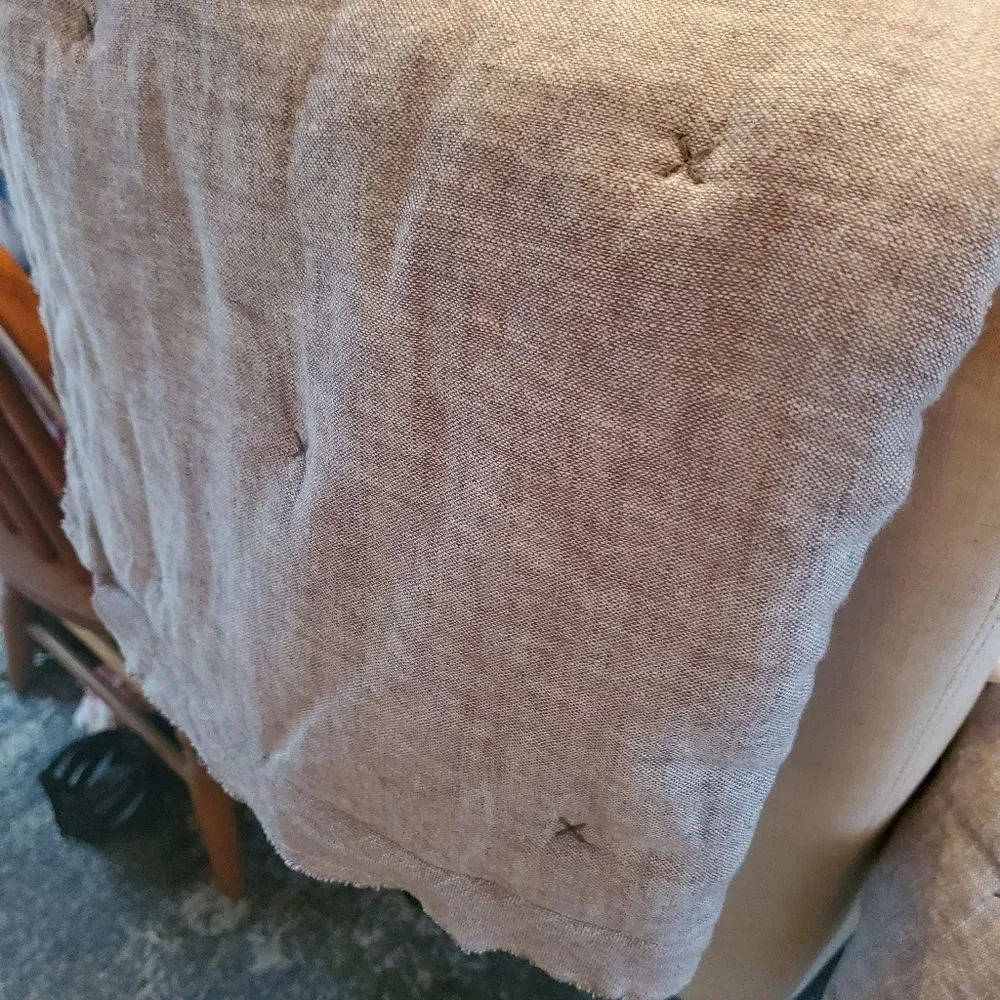 Standard tufted linen blend sham chambray grey by threshold
